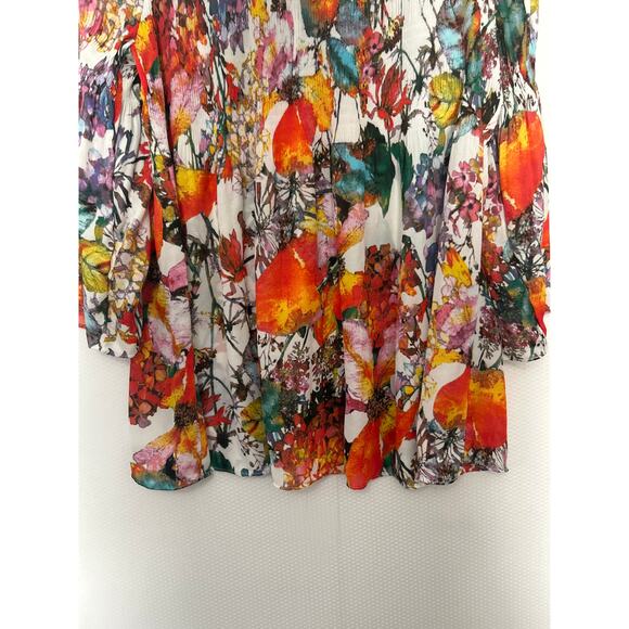 Vince Camuto Floral Boho Blouse Multicolor 3/4 Sleeve Lightweight Top Medium - Picture 3 of 11